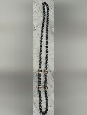 Beautiful 32" Hand Knotted Hermartite & Cloisonné Necklace